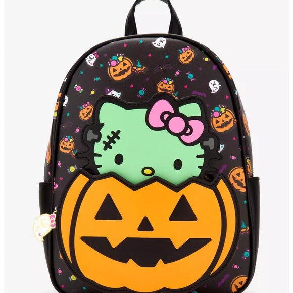 Her Universe - Hello Kitty Zombie Pumpkin Glow-In-The-Dark Mini Backpack - NEW! - Picture 1 of 4